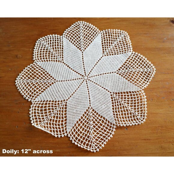 3 Doilies Doily Crocheted Doily Ecru Vintage Doilies U5 - Picture 3 of 4